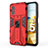 Coque Contour Silicone et Plastique Housse Etui Mat avec Aimant Magnetique Support KC2 pour Xiaomi Poco M5 4G Rouge