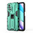 Coque Contour Silicone et Plastique Housse Etui Mat avec Aimant Magnetique Support KC2 pour Xiaomi Redmi 10 4G Vert