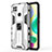 Coque Contour Silicone et Plastique Housse Etui Mat avec Aimant Magnetique Support KC2 pour Xiaomi Redmi 9 Activ Blanc