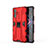 Coque Contour Silicone et Plastique Housse Etui Mat avec Aimant Magnetique Support KC2 pour Xiaomi Redmi K40 Gaming 5G Rouge