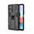 Coque Contour Silicone et Plastique Housse Etui Mat avec Aimant Magnetique Support KC2 pour Xiaomi Redmi Note 10 Pro 4G Noir