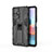 Coque Contour Silicone et Plastique Housse Etui Mat avec Aimant Magnetique Support KC2 pour Xiaomi Redmi Note 10 Pro Max Noir
