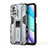 Coque Contour Silicone et Plastique Housse Etui Mat avec Aimant Magnetique Support KC2 pour Xiaomi Redmi Note 11 4G (2021) Gris