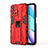 Coque Contour Silicone et Plastique Housse Etui Mat avec Aimant Magnetique Support KC2 pour Xiaomi Redmi Note 11 4G (2021) Rouge