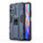 Coque Contour Silicone et Plastique Housse Etui Mat avec Aimant Magnetique Support KC2 pour Xiaomi Redmi Note 11 5G Bleu