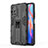 Coque Contour Silicone et Plastique Housse Etui Mat avec Aimant Magnetique Support KC2 pour Xiaomi Redmi Note 11S 5G Noir