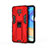 Coque Contour Silicone et Plastique Housse Etui Mat avec Aimant Magnetique Support KC2 pour Xiaomi Redmi Note 9 Pro Max Rouge