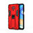 Coque Contour Silicone et Plastique Housse Etui Mat avec Aimant Magnetique Support KC2 pour Xiaomi Redmi Note 9 Pro Rouge