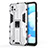 Coque Contour Silicone et Plastique Housse Etui Mat avec Aimant Magnetique Support KC3 pour Realme C20 Blanc