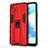 Coque Contour Silicone et Plastique Housse Etui Mat avec Aimant Magnetique Support KC3 pour Realme Narzo 50i Rouge