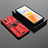 Coque Contour Silicone et Plastique Housse Etui Mat avec Aimant Magnetique Support KC3 pour Vivo iQOO Neo6 5G Rouge