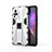 Coque Contour Silicone et Plastique Housse Etui Mat avec Aimant Magnetique Support KC3 pour Vivo V21 5G Blanc