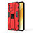 Coque Contour Silicone et Plastique Housse Etui Mat avec Aimant Magnetique Support KC3 pour Vivo V23 5G Rouge