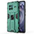 Coque Contour Silicone et Plastique Housse Etui Mat avec Aimant Magnetique Support KC3 pour Vivo X80 5G Vert