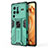 Coque Contour Silicone et Plastique Housse Etui Mat avec Aimant Magnetique Support KC3 pour Vivo X80 Pro 5G Vert