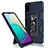 Coque Contour Silicone et Plastique Housse Etui Mat avec Aimant Magnetique Support MQ1 pour Samsung Galaxy A02 Bleu
