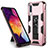 Coque Contour Silicone et Plastique Housse Etui Mat avec Aimant Magnetique Support MQ1 pour Samsung Galaxy A30S Or Rose