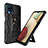 Coque Contour Silicone et Plastique Housse Etui Mat avec Aimant Magnetique Support MQ1 pour Samsung Galaxy F12 Noir