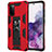 Coque Contour Silicone et Plastique Housse Etui Mat avec Aimant Magnetique Support MQ1 pour Samsung Galaxy S20 5G Rouge