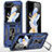 Coque Contour Silicone et Plastique Housse Etui Mat avec Aimant Magnetique Support MQ1 pour Samsung Galaxy Z Flip5 5G Bleu