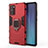 Coque Contour Silicone et Plastique Housse Etui Mat avec Aimant Magnetique Support N01 pour Samsung Galaxy Note 20 5G Rouge