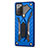 Coque Contour Silicone et Plastique Housse Etui Mat avec Aimant Magnetique Support N03 pour Samsung Galaxy Note 20 5G Bleu