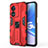 Coque Contour Silicone et Plastique Housse Etui Mat avec Aimant Magnetique Support pour Oppo A1 Pro 5G Rouge