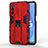 Coque Contour Silicone et Plastique Housse Etui Mat avec Aimant Magnetique Support pour Oppo A55 5G Rouge