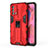 Coque Contour Silicone et Plastique Housse Etui Mat avec Aimant Magnetique Support pour Oppo A74 4G Rouge