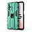 Coque Contour Silicone et Plastique Housse Etui Mat avec Aimant Magnetique Support pour Oppo A93s 5G Vert