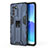 Coque Contour Silicone et Plastique Housse Etui Mat avec Aimant Magnetique Support pour Oppo Reno6 Pro 5G India Bleu