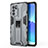 Coque Contour Silicone et Plastique Housse Etui Mat avec Aimant Magnetique Support pour Oppo Reno6 Pro 5G India Gris