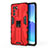 Coque Contour Silicone et Plastique Housse Etui Mat avec Aimant Magnetique Support pour Oppo Reno6 Pro 5G India Rouge