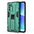 Coque Contour Silicone et Plastique Housse Etui Mat avec Aimant Magnetique Support pour Oppo Reno6 Pro 5G India Vert