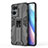 Coque Contour Silicone et Plastique Housse Etui Mat avec Aimant Magnetique Support pour Oppo Reno7 Pro 5G Noir