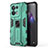 Coque Contour Silicone et Plastique Housse Etui Mat avec Aimant Magnetique Support pour Oppo Reno8 5G Vert