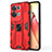 Coque Contour Silicone et Plastique Housse Etui Mat avec Aimant Magnetique Support pour Oppo Reno8 Pro 5G Rouge