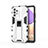 Coque Contour Silicone et Plastique Housse Etui Mat avec Aimant Magnetique Support pour Samsung Galaxy A32 4G Blanc