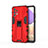 Coque Contour Silicone et Plastique Housse Etui Mat avec Aimant Magnetique Support pour Samsung Galaxy M32 5G Rouge