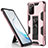 Coque Contour Silicone et Plastique Housse Etui Mat avec Aimant Magnetique Support pour Samsung Galaxy Note 20 5G Or Rose