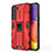 Coque Contour Silicone et Plastique Housse Etui Mat avec Aimant Magnetique Support pour Samsung Galaxy S21 FE 5G Rouge