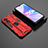 Coque Contour Silicone et Plastique Housse Etui Mat avec Aimant Magnetique Support T02 pour Oppo A1 Pro 5G Rouge