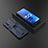 Coque Contour Silicone et Plastique Housse Etui Mat avec Aimant Magnetique Support T02 pour Oppo A55 5G Bleu