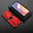 Coque Contour Silicone et Plastique Housse Etui Mat avec Aimant Magnetique Support T02 pour Oppo Reno5 F Rouge