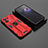 Coque Contour Silicone et Plastique Housse Etui Mat avec Aimant Magnetique Support T02 pour Oppo Reno9 Pro 5G Rouge