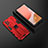 Coque Contour Silicone et Plastique Housse Etui Mat avec Aimant Magnetique Support T02 pour Samsung Galaxy A72 5G Rouge