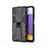Coque Contour Silicone et Plastique Housse Etui Mat avec Aimant Magnetique Support T03 pour Samsung Galaxy A22 5G Noir