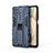 Coque Contour Silicone et Plastique Housse Etui Mat avec Aimant Magnetique Support T04 pour Samsung Galaxy A12 5G Bleu