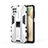 Coque Contour Silicone et Plastique Housse Etui Mat avec Aimant Magnetique Support T04 pour Samsung Galaxy A12 Nacho Blanc