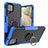 Coque Contour Silicone et Plastique Housse Etui Mat avec Magnetique Support Bague Anneau J01X pour Samsung Galaxy A12 5G Bleu